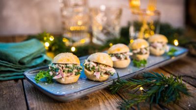 Mini-sliders med skinkröra