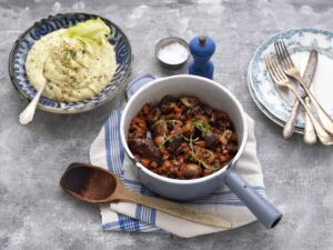 Boeuf bourguignon femti-femti med blomkålsmos