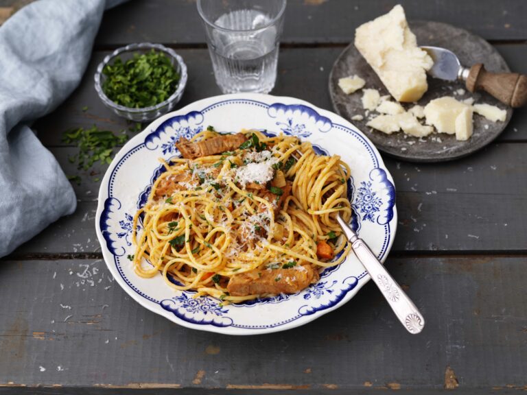 Spaghetti all’Amatriciana med gårdagens rester