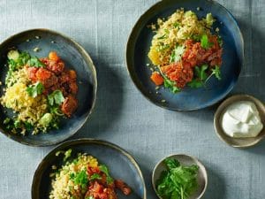 Tagine på fläskkarré med bulgursallad